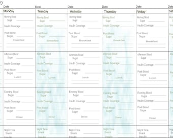 Diabetic log Etsy photo relating to Diabetes Food Log Printable named Diabetic log Etsy